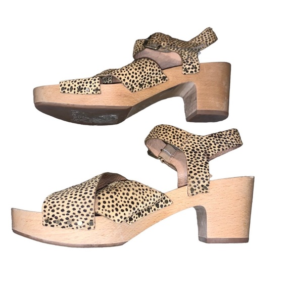MADEWELL Johanna Criss Cross Clog Sandal in Spotted Calf Hair size 6.5 - Picture 4 of 8
